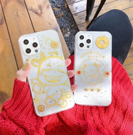 Ốp Trâu Vàng Good Luck và Trâu vàng Lucky mang may mắn tài lộc Iphone 12promax/12pro/12max/11promax/11/Xsmax/Xs/7plus