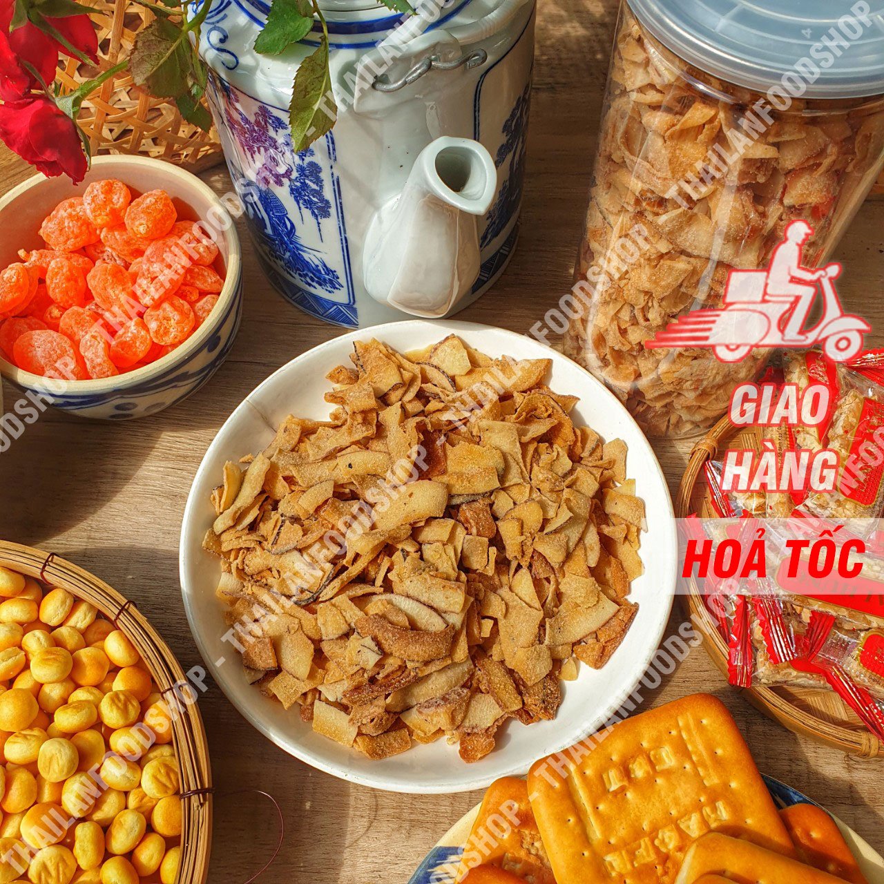 Cơm Dừa Sấy Giòn Lon 400Gr & Túi 1KG