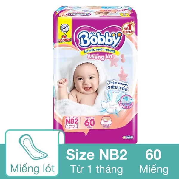 Miếng lót sơ sinh Bobby NB2 60 (60 miếng)