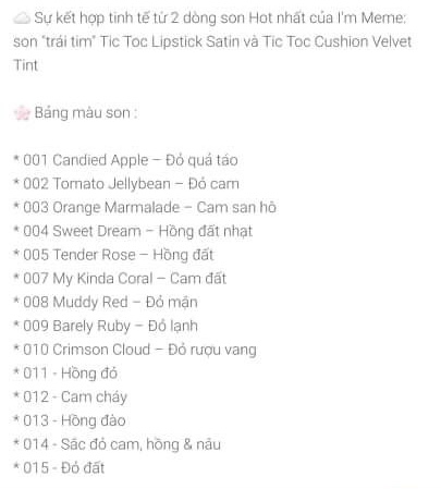 [HCM]Son bấm I’m Meme Tic Toc Tint Lip Cáhmere siêu sale