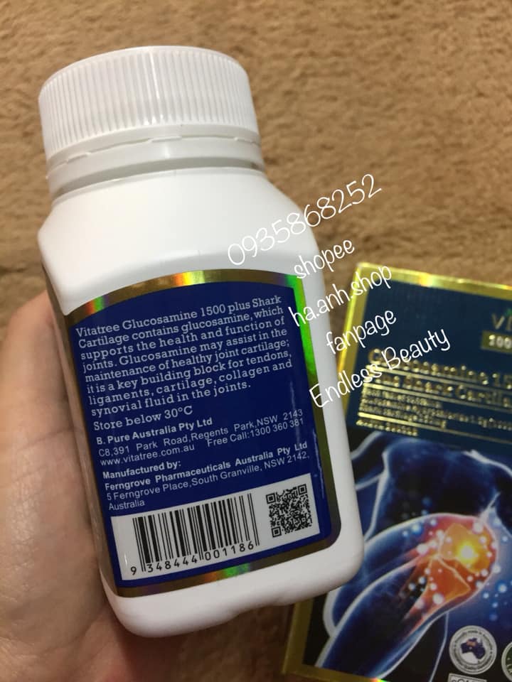 VITATREE GLUCOSAMINE 1500 PLUS SHARK CATILAGE 100 viên
