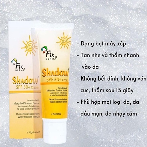 Kem chống nắng Fixderma Shadow SPF 30+ 50+ PA+ 75g.