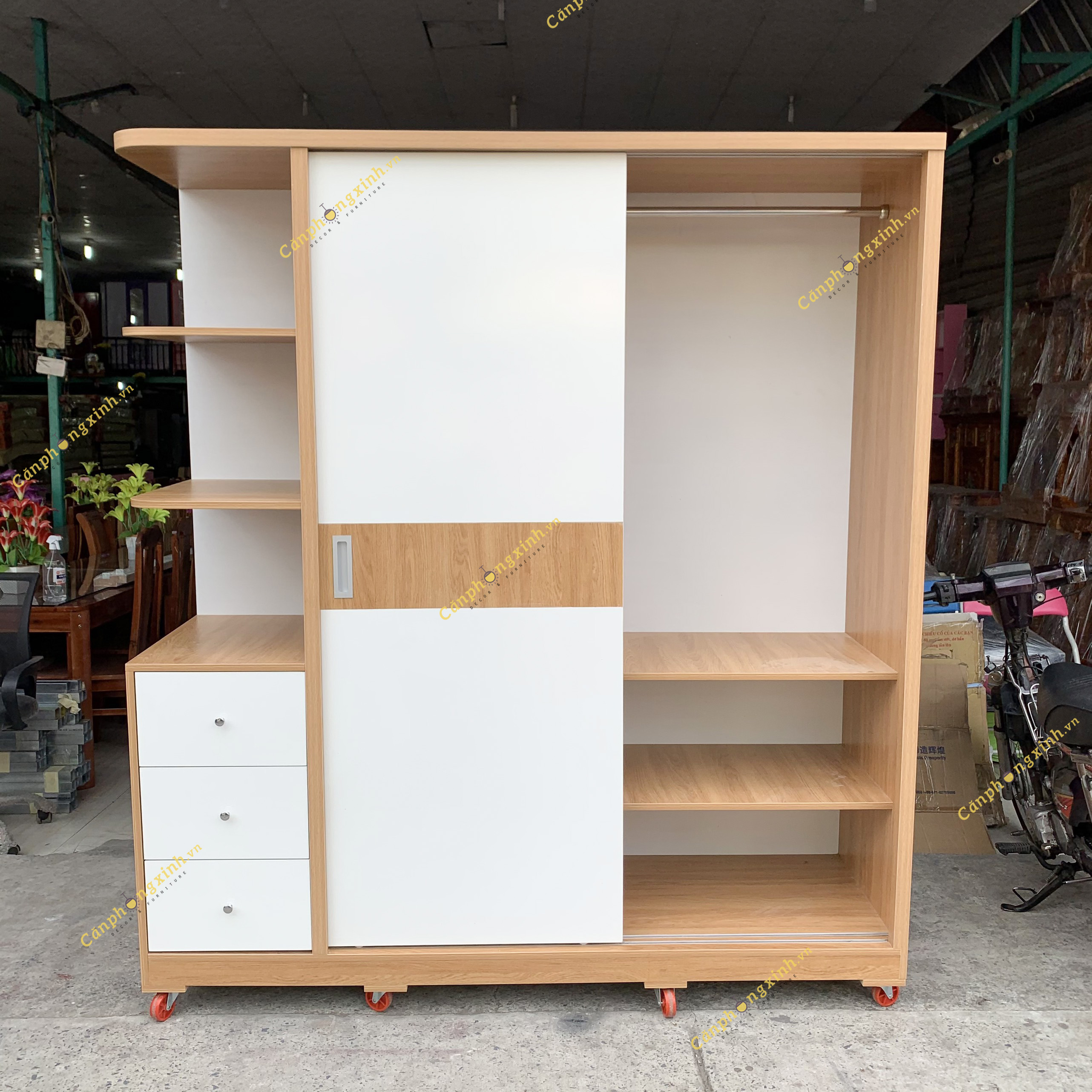 Tủ áo cửa lùa có kệ gỗ MDF CPX-T09
