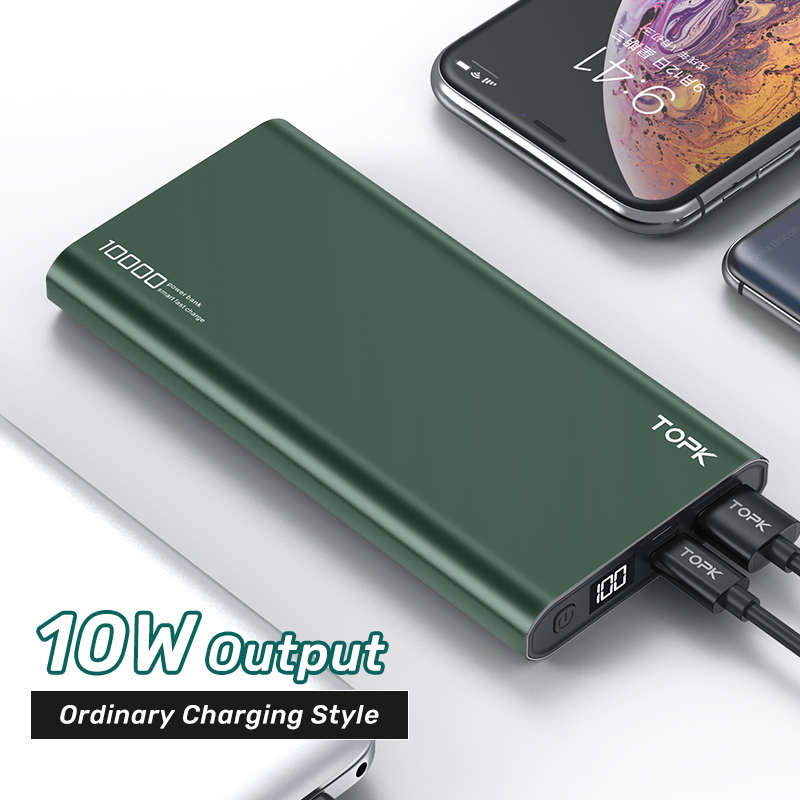 Giá TOPK I1006P 10000mAh Pin dự phòng Sạc nhanh Hiển thị kỹ thuật số Pin dự phòng cho iPhone HUAWEI Samsung Xiaomi OPPO vivo realme