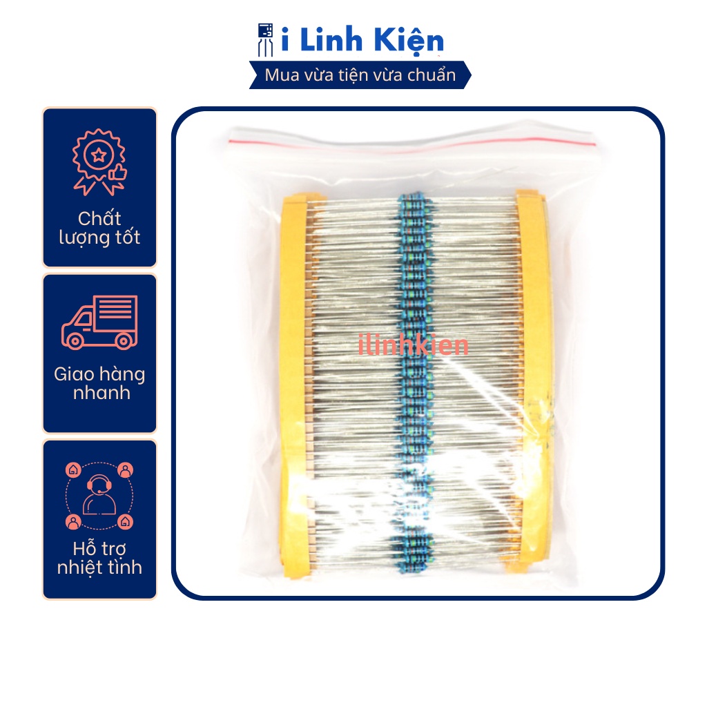 Điện trở vạch 1/4W 100R 1% chân đồng (50c)