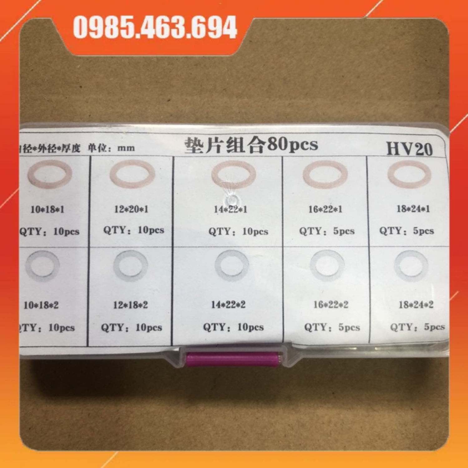 Hộp long đền ốc rốn dầu 90 chi tiết M10-M18