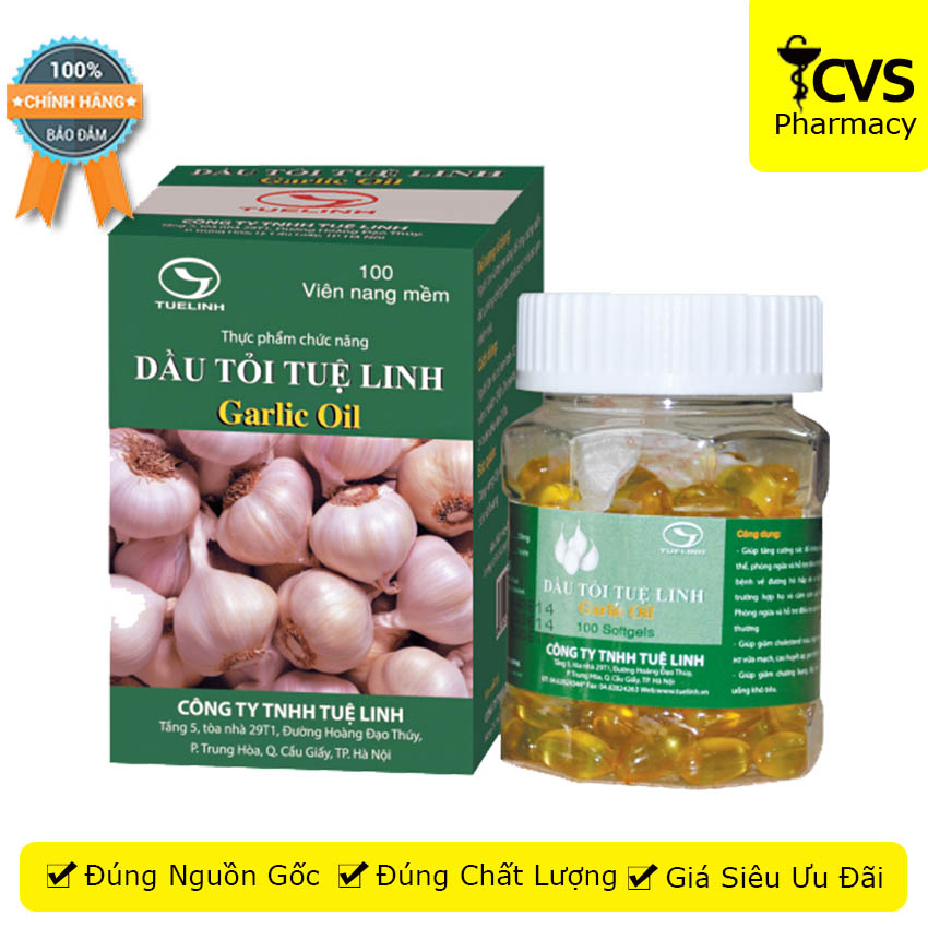 Dầu Tỏi Tuệ Linh Hộp 100 Viên - Garlic Oil Tuệ Linh - cvspharmacy