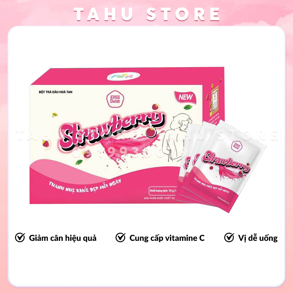 Bột hòa tan giảm cân vị Dâu Emo Detox thơm ngon - TAHU
