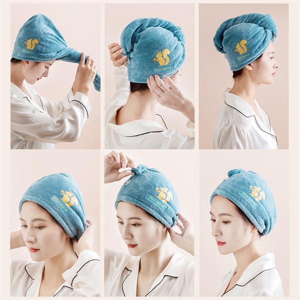 [FreeShipping] portable super absorbent hair towel with button closure