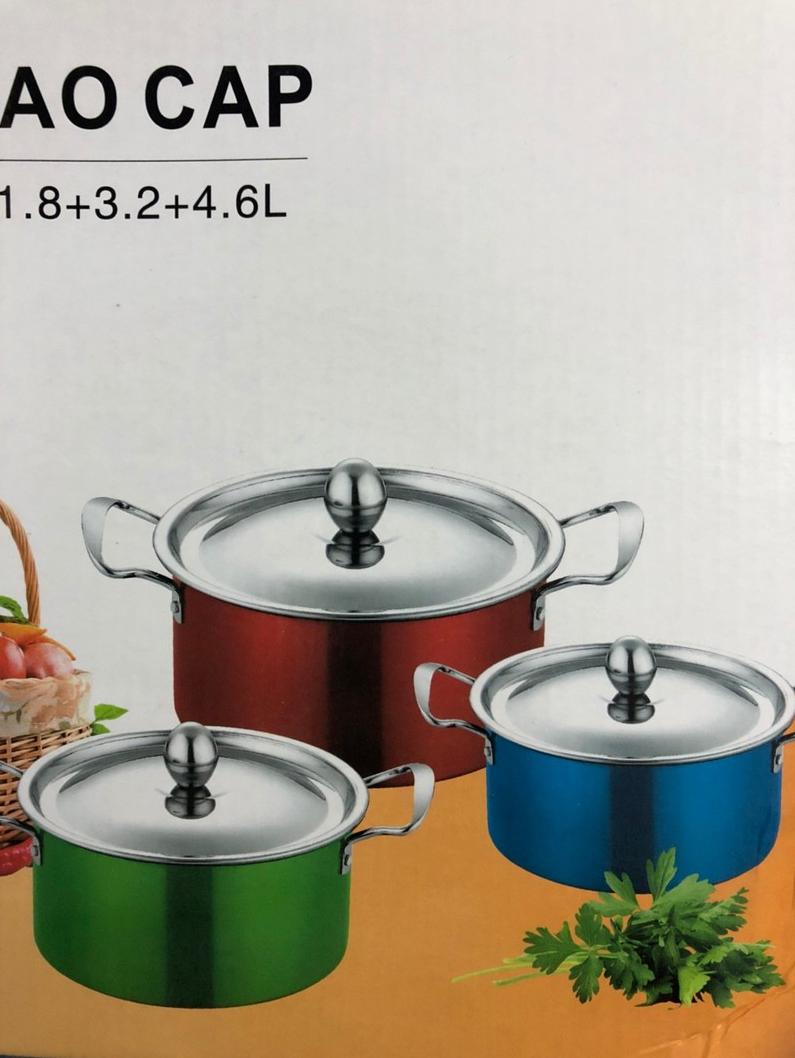 [HCM]BỘ NỒI INOX CAO CẤP 3 CÁI
