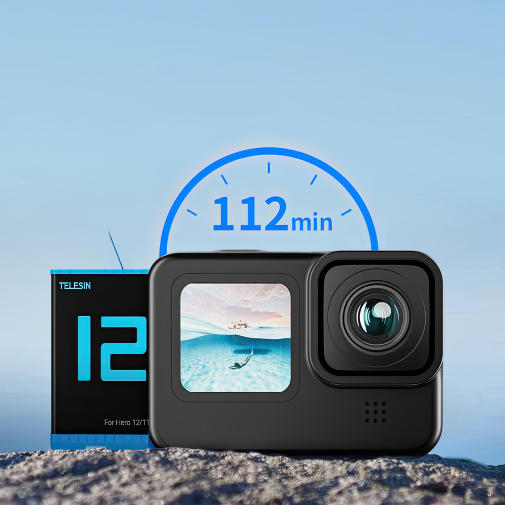 PIN GOPRO 12 / 11 / 10 / 9 / 8 / 7 / 6 / 5 TELESIN (1750MAH) V3