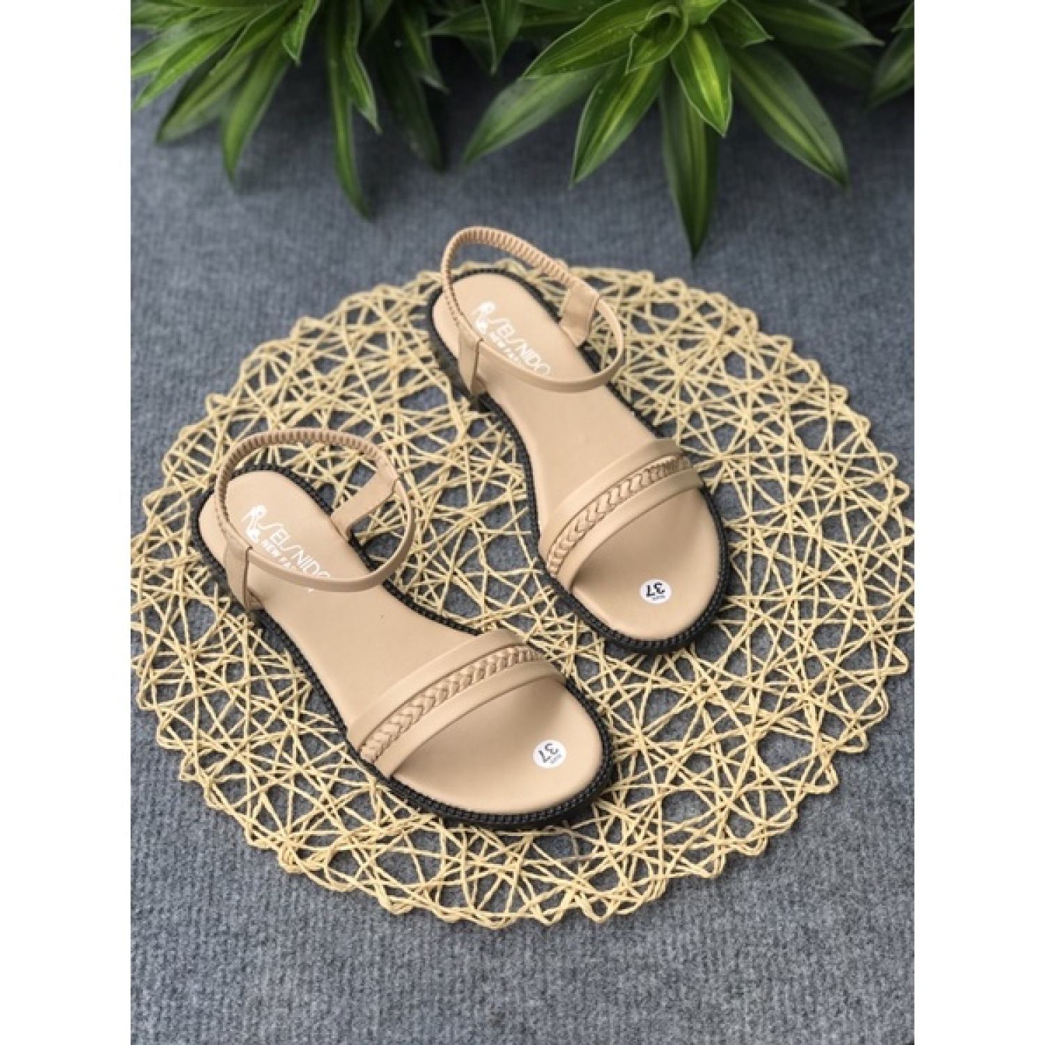 Dép sandal nữ quai ngang thắt bính đế 3 phân