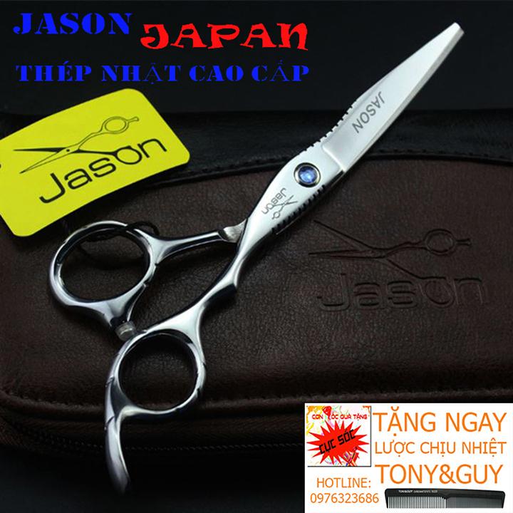 Kéo cắt tóc JASON 01 Thép Nhật cao cấp chống gỉ, độ dài 6inch, Tặng ngay 1 bao kéo KASHO 1 Lược Tony&Guy cao cấp.