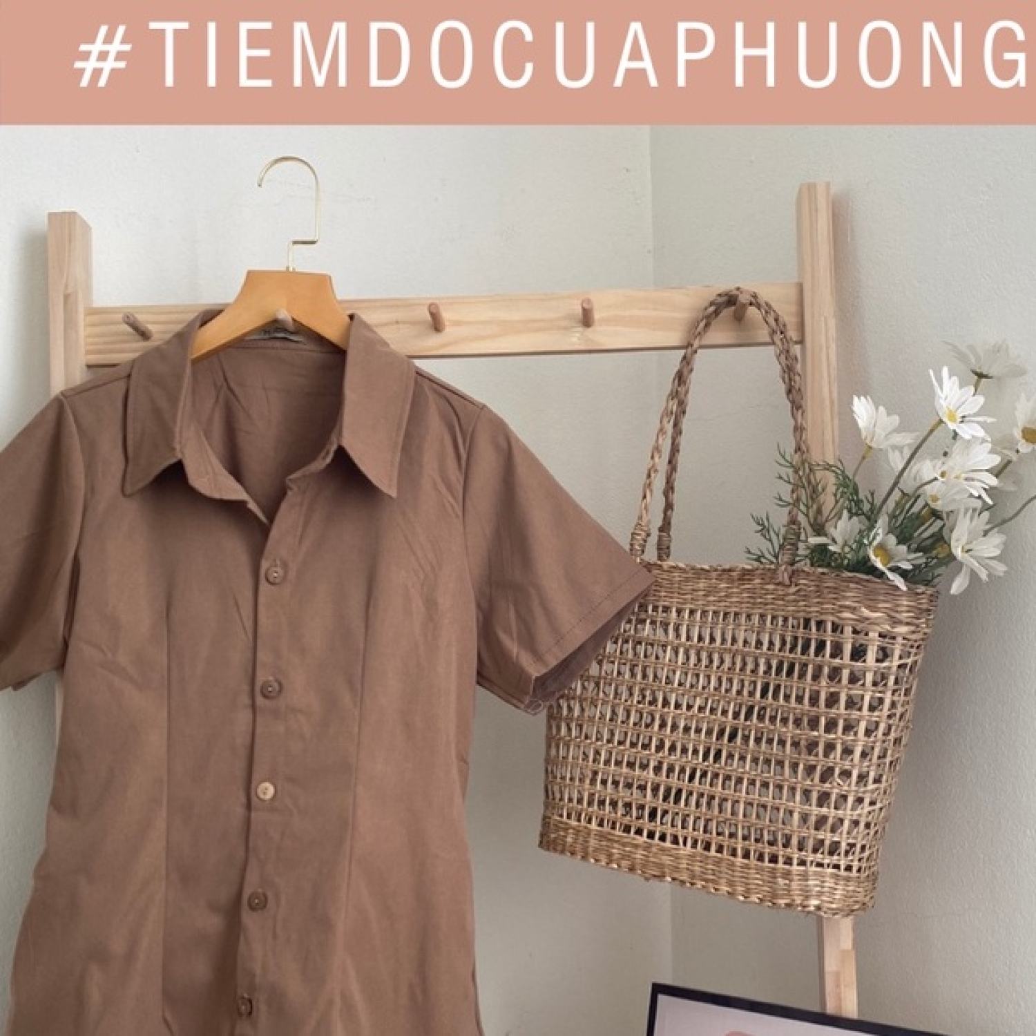 Váy/đầm sơ mi dáng suông chất kaki mềm có chun lưng