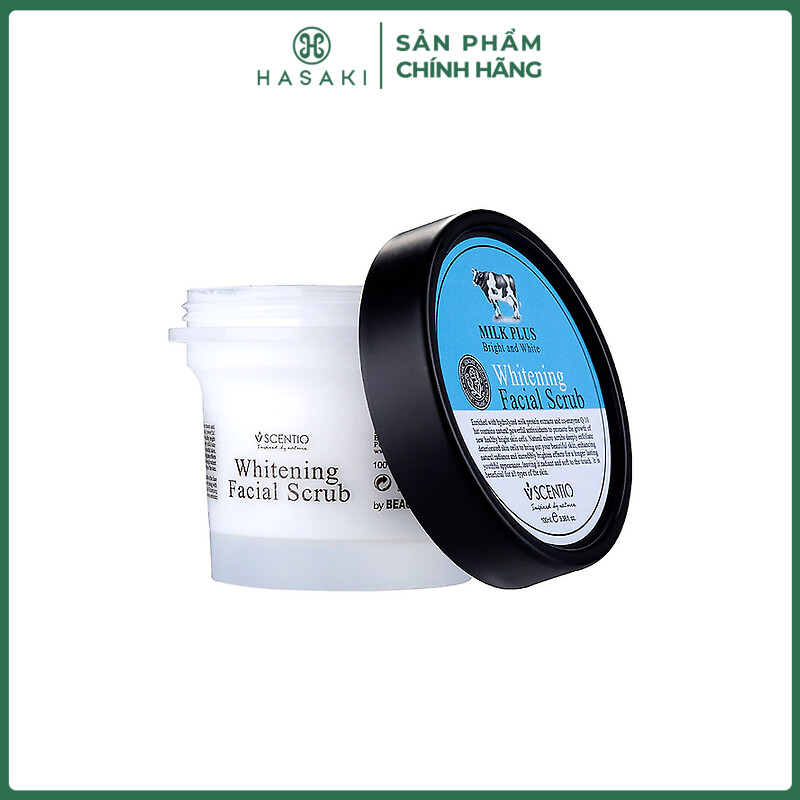 Tẩy tế bào chết da mặt làm sáng da beauty buffet scentio milk plus whitening face scrub 100ml | hasaki