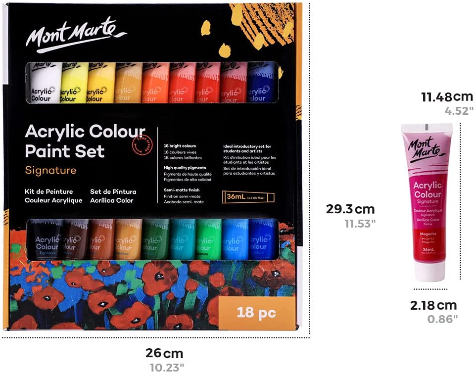 Acrylic paint set 18pc,36ml  Mont Marte