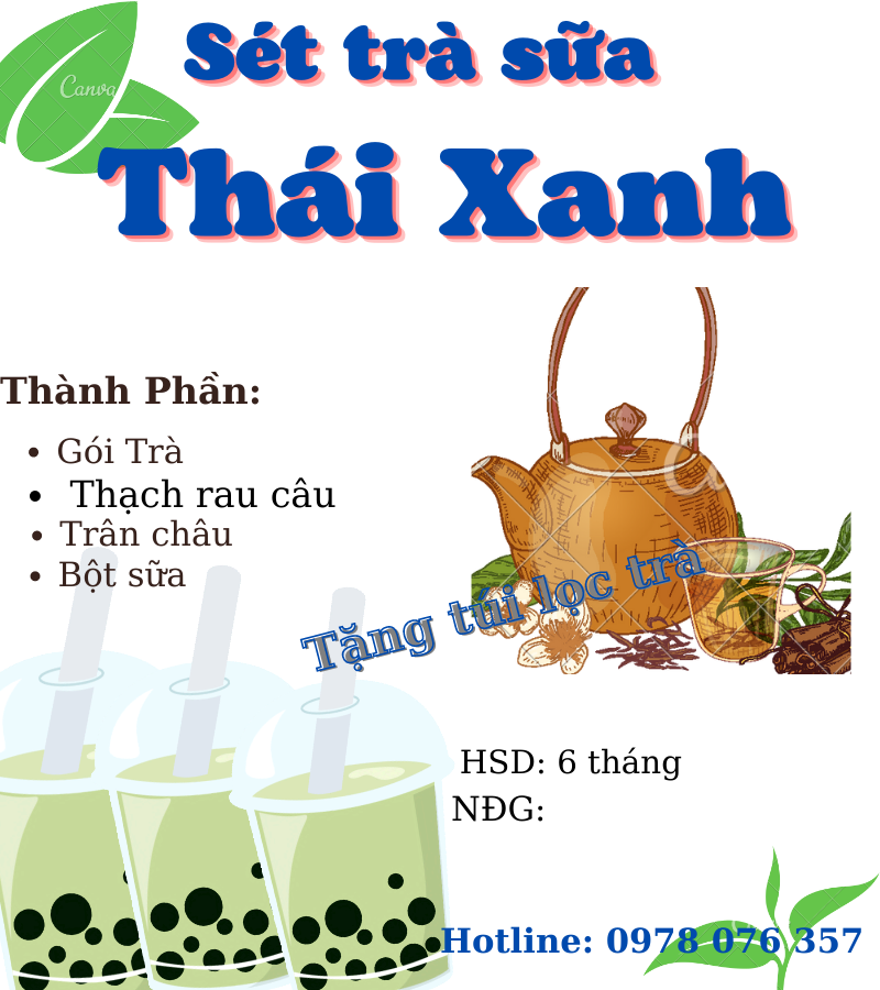 Sét Trà sữa thái xanh - TẶNG TÚI LỌC TRÀ