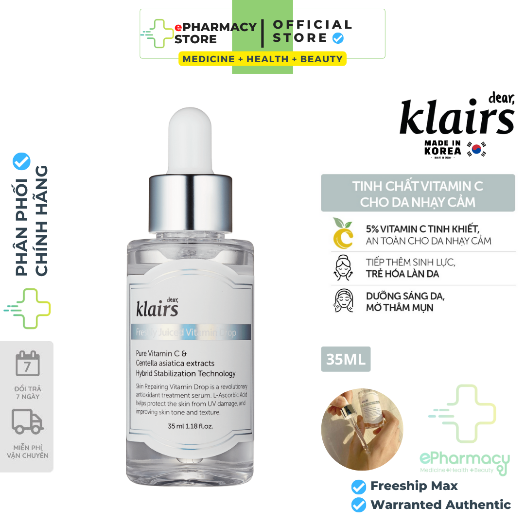 Serum Klairs Vitamin C Trắng Da Mờ Thâm - Klairs Serum Vitamin C Freshly Juiced Vitamin Drop 35ml
