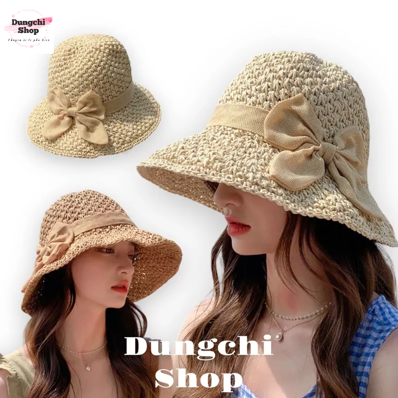 Nón cói móc tay nơ to tiểu thư