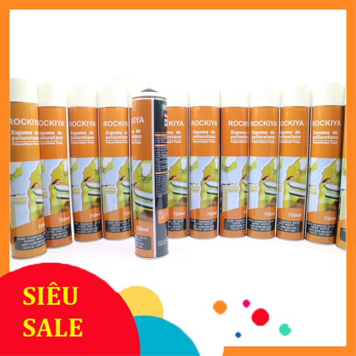 Keo bọt nở 750ml  bình xịt bọt nở Rockiya