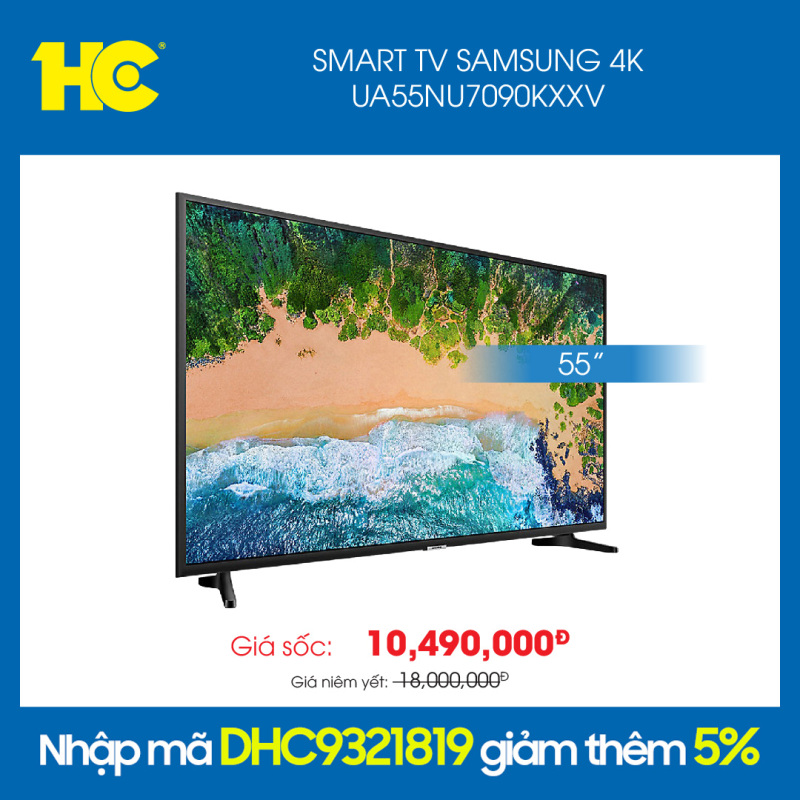 Smart Tivi Samsung 4K 55 inch UA55NU7090KXXV - Âm thanh vòm mạnh mẽ với công nghệ Dolby Digital Plus - Bảo hành 2 năm