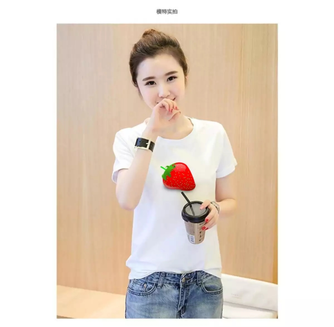 [HCM XẢ HÀNG - ĐỒNG GIÁ 19K ]Áo thun nữ Hàn Quốc in hình Dâu Tây dễ thương vải dày mịn mát