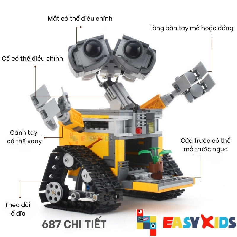 Wall E, Bộ đồ chơi xếp hình Robot, xếp hình người máy Wall-E