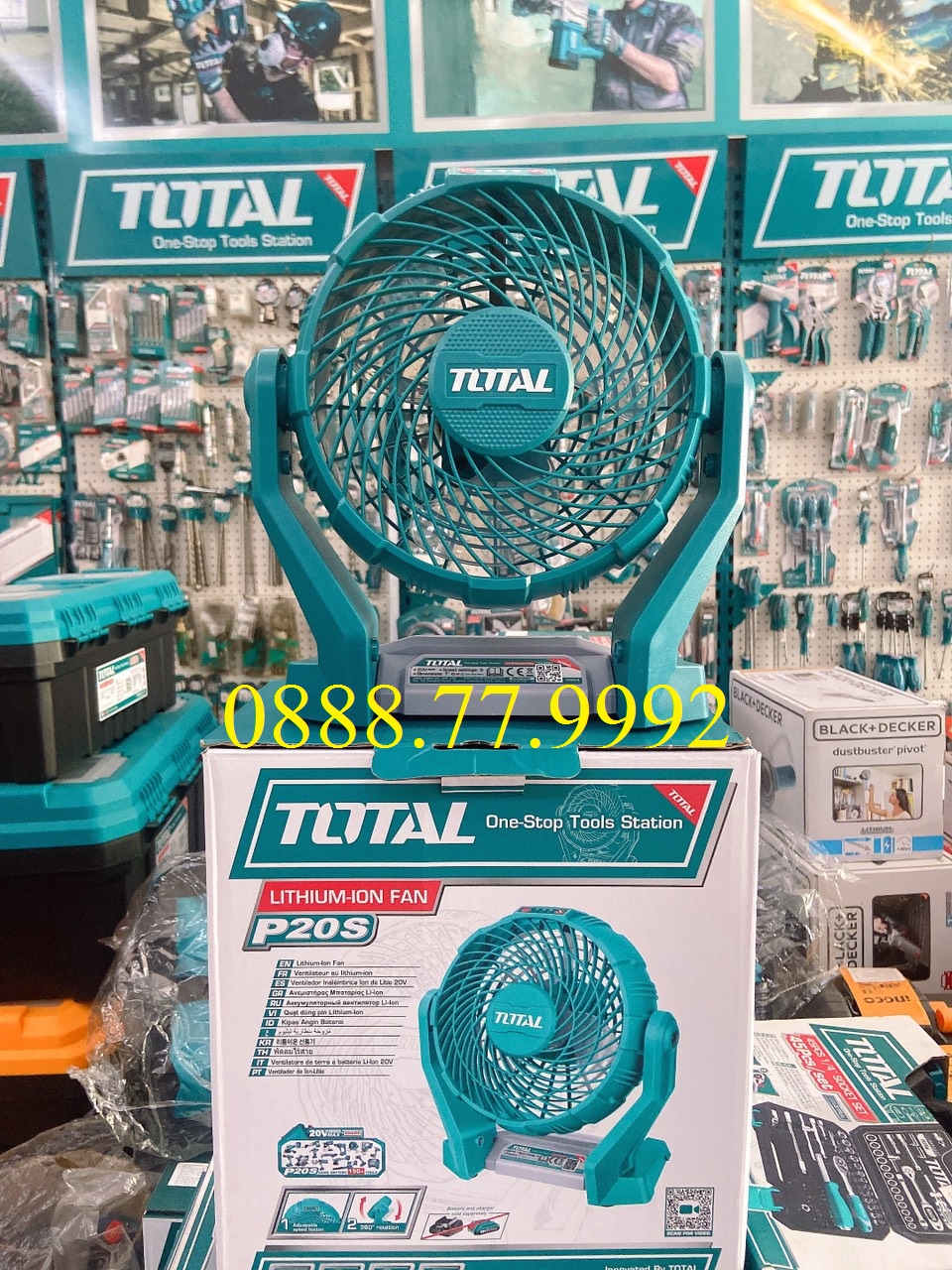 Quạt dùng pin lithium‑ion, điện áp: 20v. kích thước: 7 inch total tfali2007