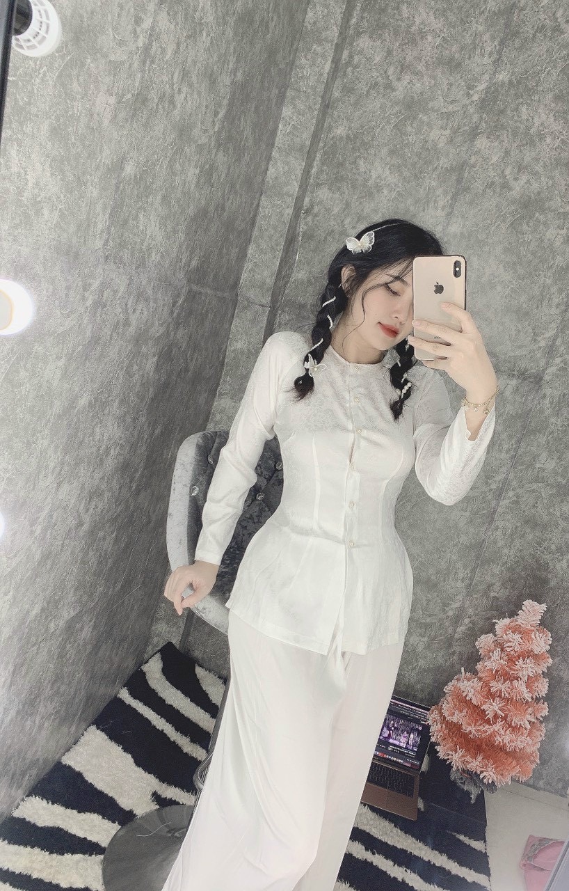 Áo bà ba cổ tròn truyền thống ( vãi gấm )