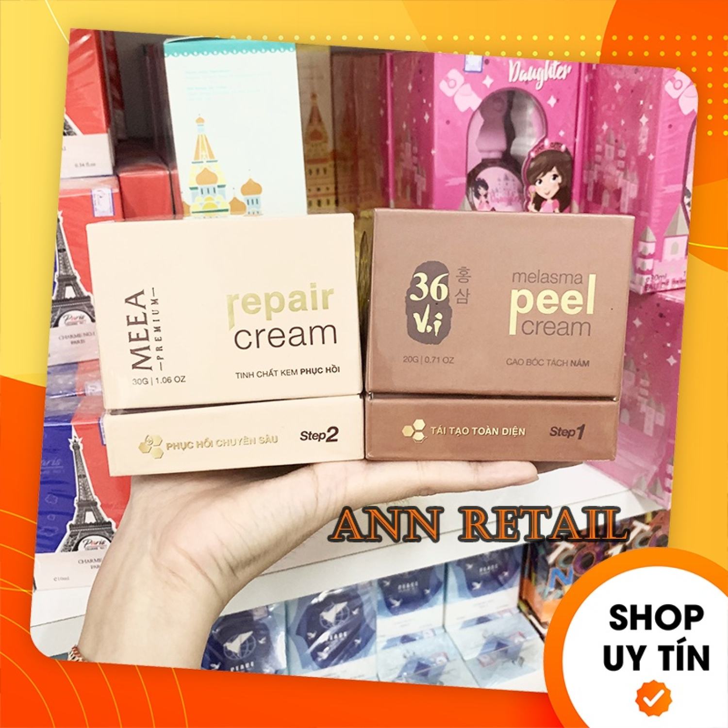 Combo peel da tảo sâm 36 vị và kem face phục hồi da ha meea organic