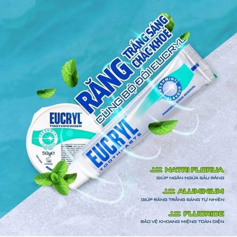 Kem đánh răng EUCRYL Toothpaste làm Trắng răng thơm miệng 62gr