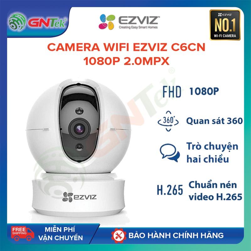 [TẶNG MGG 50K ] Camera IP wifi Ezviz C6CN 1080p 2MPX lưu trữ H.265 nhận dạng người và xe, đàm thoại 2 chiều báo động chống trộm CCTV – Bảo hành chính hãng 24 tháng - Tặng 1 tuần dùng thử cloud