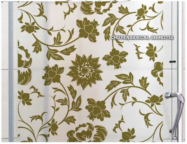 [HCM]Decal Dán Kính Cao Cấp - Hoa văn Cúc Xanh Rêu( 60x58cm )-DK7083