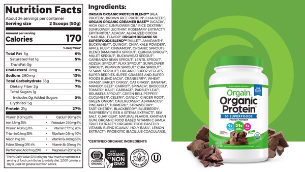 Bột Protein Hữu cơ Orgain Organic Protein [ Vị Chocolate ]