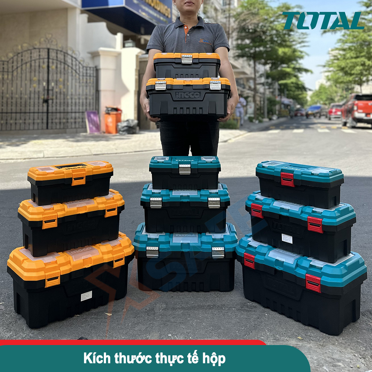 Multi-size 14-20 inch drop resistance crash-resistant tool barrel 1 main compartment, 6 additional compartments, drill tool box
