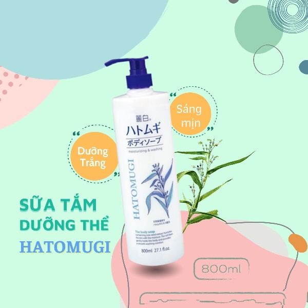 Sữa tắm trắng Giữ Ẩm Hatomugi Nhật Bản 800ML