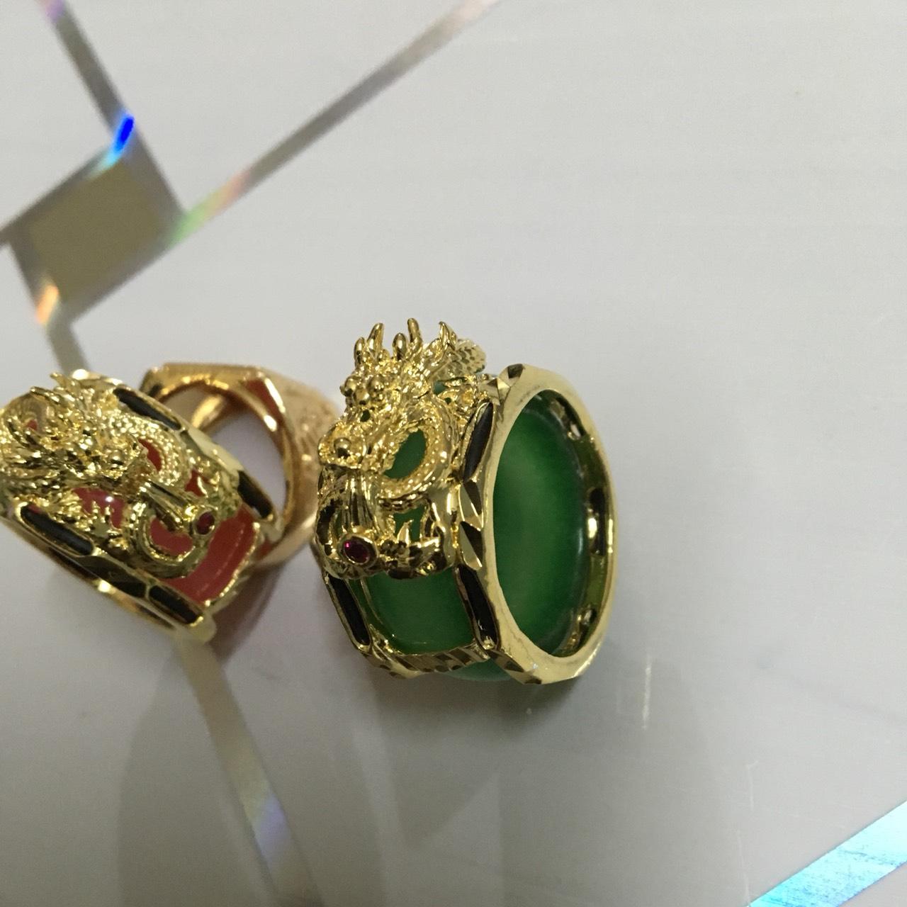 Nhẫn Ngọc Bích Rồng Vàng (xi vàng) Cao Cấp