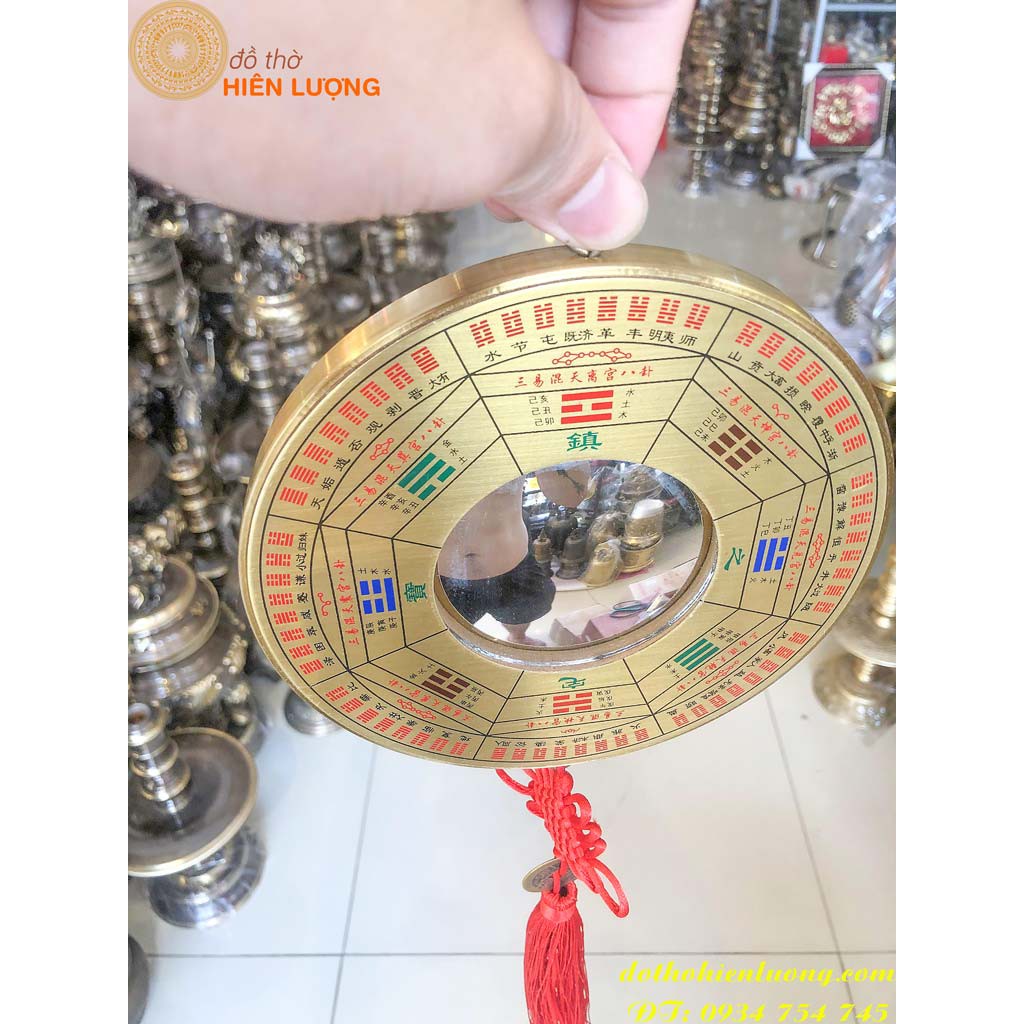 Gương Bát Quái Bằng Đồng Phong Thủy Có Mặt Kính Ở Giữa Đường Kính 13cm, 17cm, 20cm