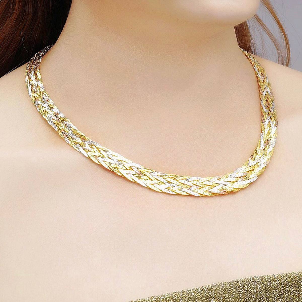 Kiềng Nữ 8 Bính Dát Vàng và Bạch Kim Dùng Đi Tiệc r165uh100dx - D1701 THÚY PHỤNG SHOP - Không đen không dị ứng - Bền màu, thiết kế đi tiệc phù hợp mọi lứa tuổi