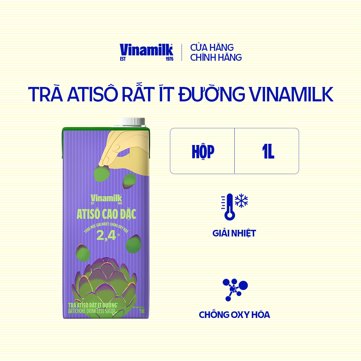 Trà Atiso It Đường Vinamilk - 2 Hộp giấy 1L