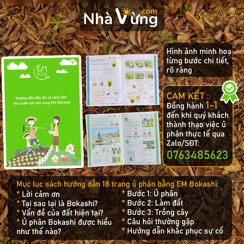 Thùng ủ rác hữu cơ Bokashi - Nhà Vừng (1 thùng 21L + 1 kg EM Bokashi)