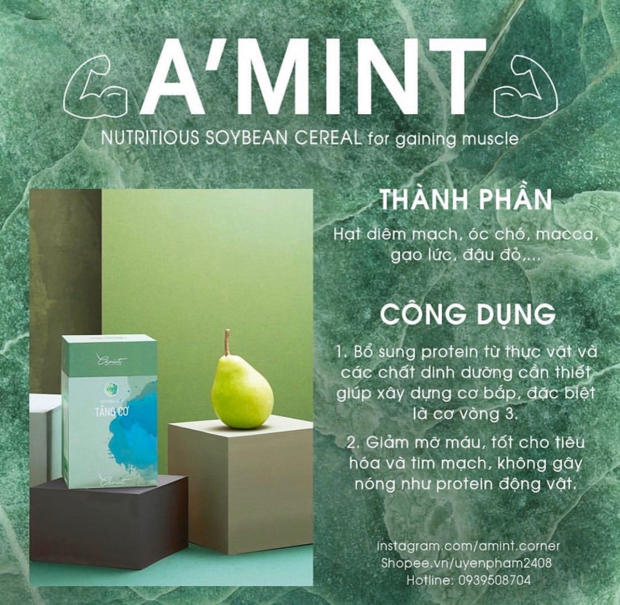[HCM]Bột ngũ cốc tăng cơ Amint - Tăng Vòng 3 [Hàng Chuẩn]