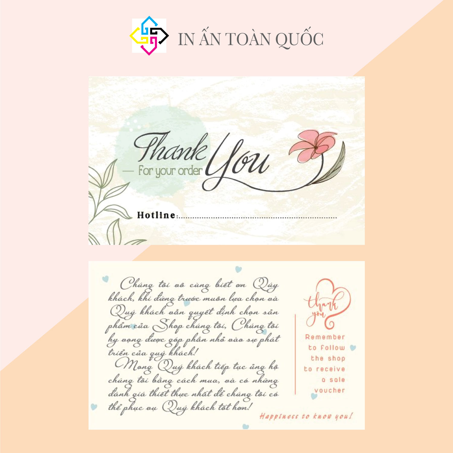 Thiệp cảm ơn khách hàng - thẻ cảm ơn - thư cám ơn khách hàng cho shop bán  hàng online - giấy dày sang trọng (10 mẫu) - 100 Thiệp 