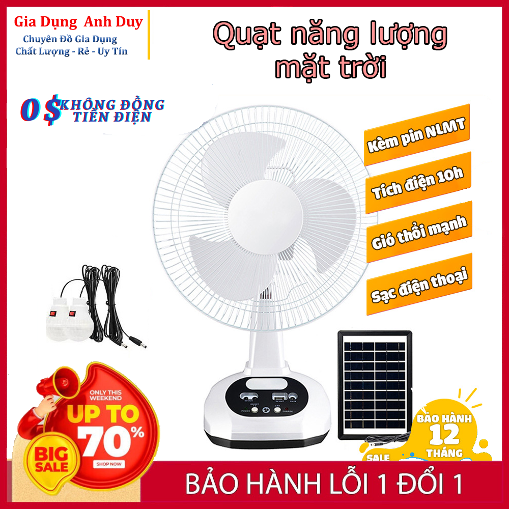 Quạt Tích Điện Năng Lượng Mặt Trời Để Bàn Tiện Lợi , Tích Điện 12 Tiếng Tiết Kiệm Điện -...