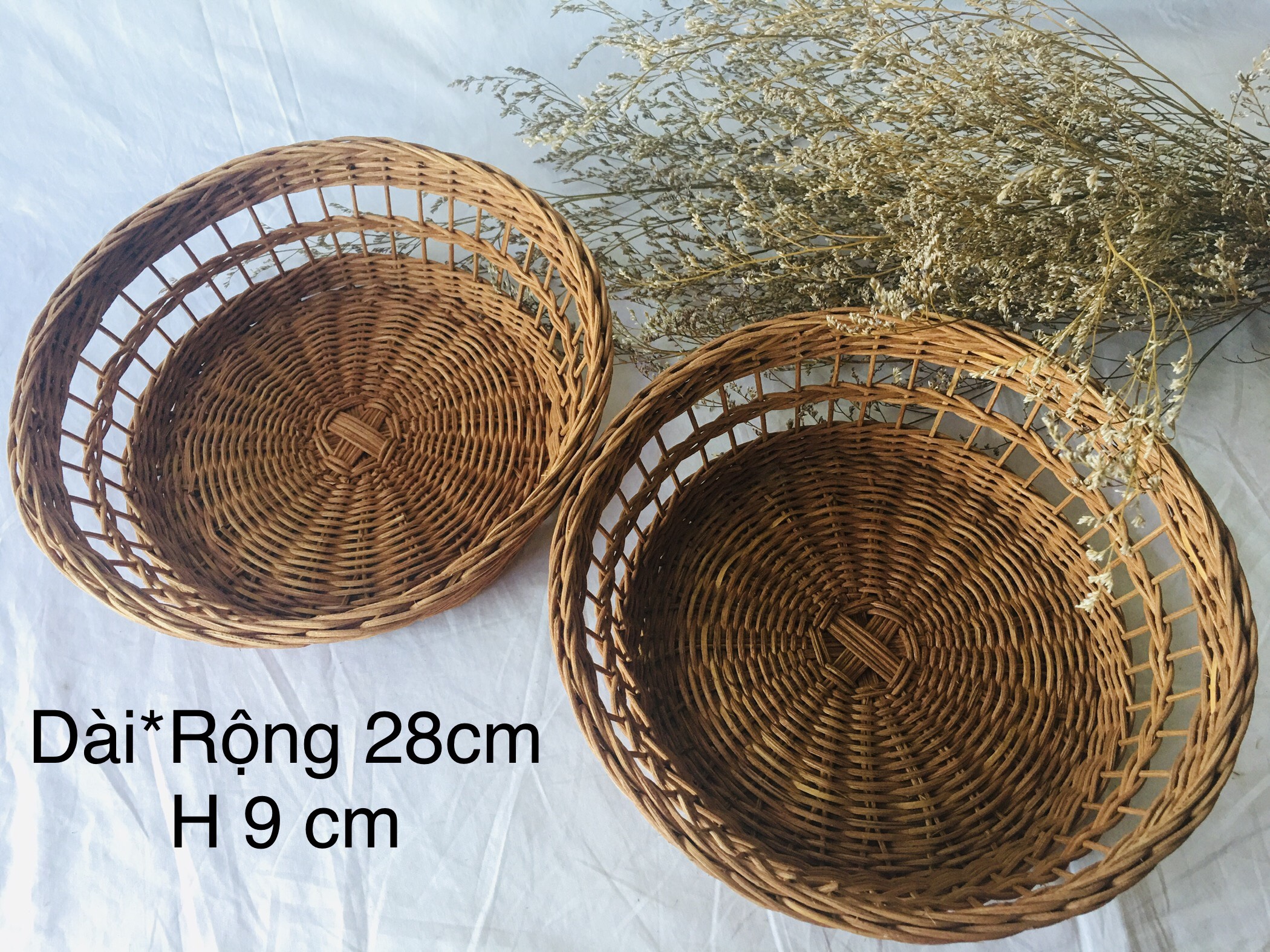 Rổ mây vintage đựng đồ đa năng