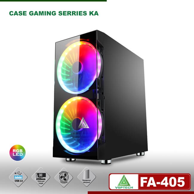 Vỏ Case VSPTECH Gaming FA-405 (Tặng 3 Fan RGB)