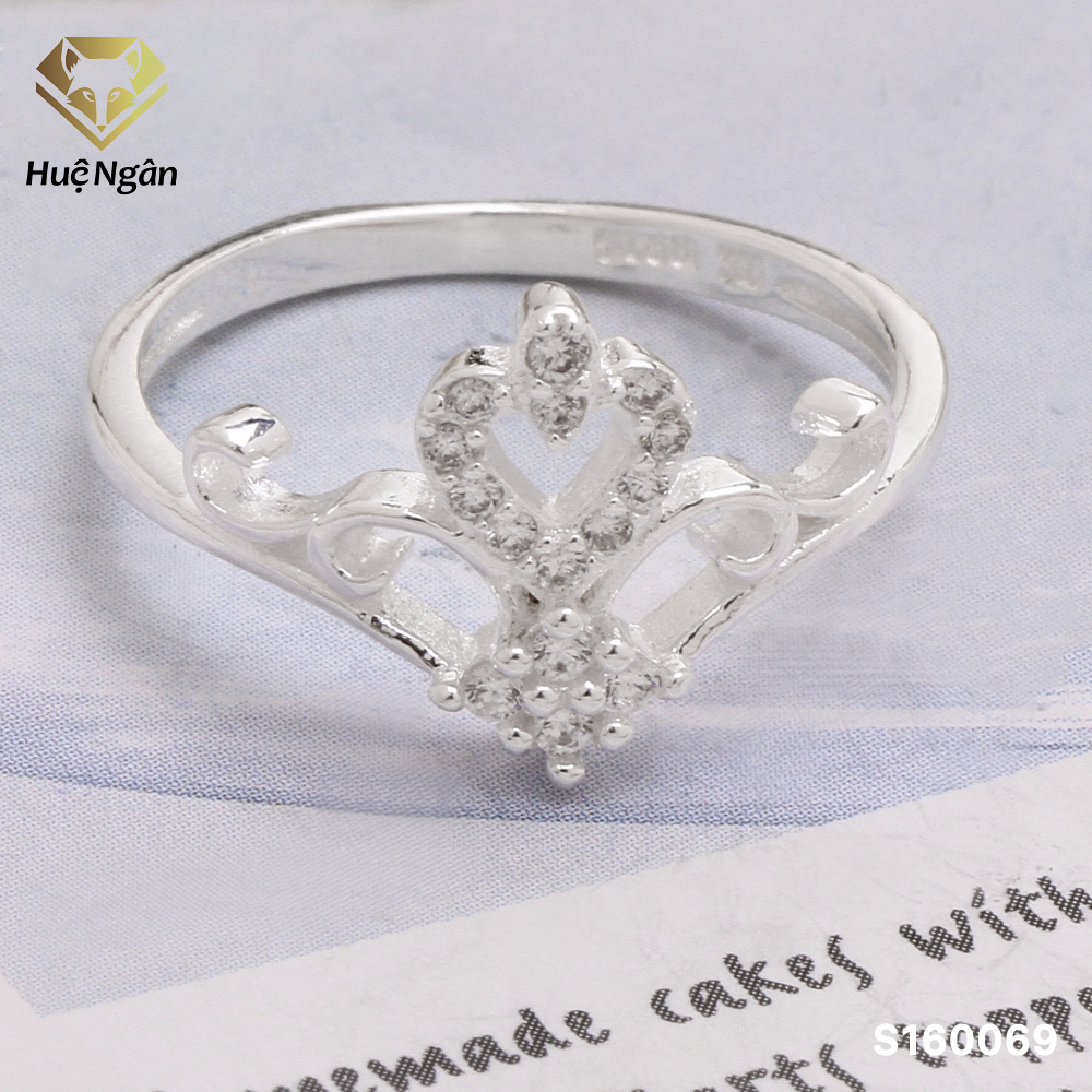 Nhẫn nữ trang sức bạc Ý S925 Bạc Xinh - Vương miện trái tim S160069 (size12)