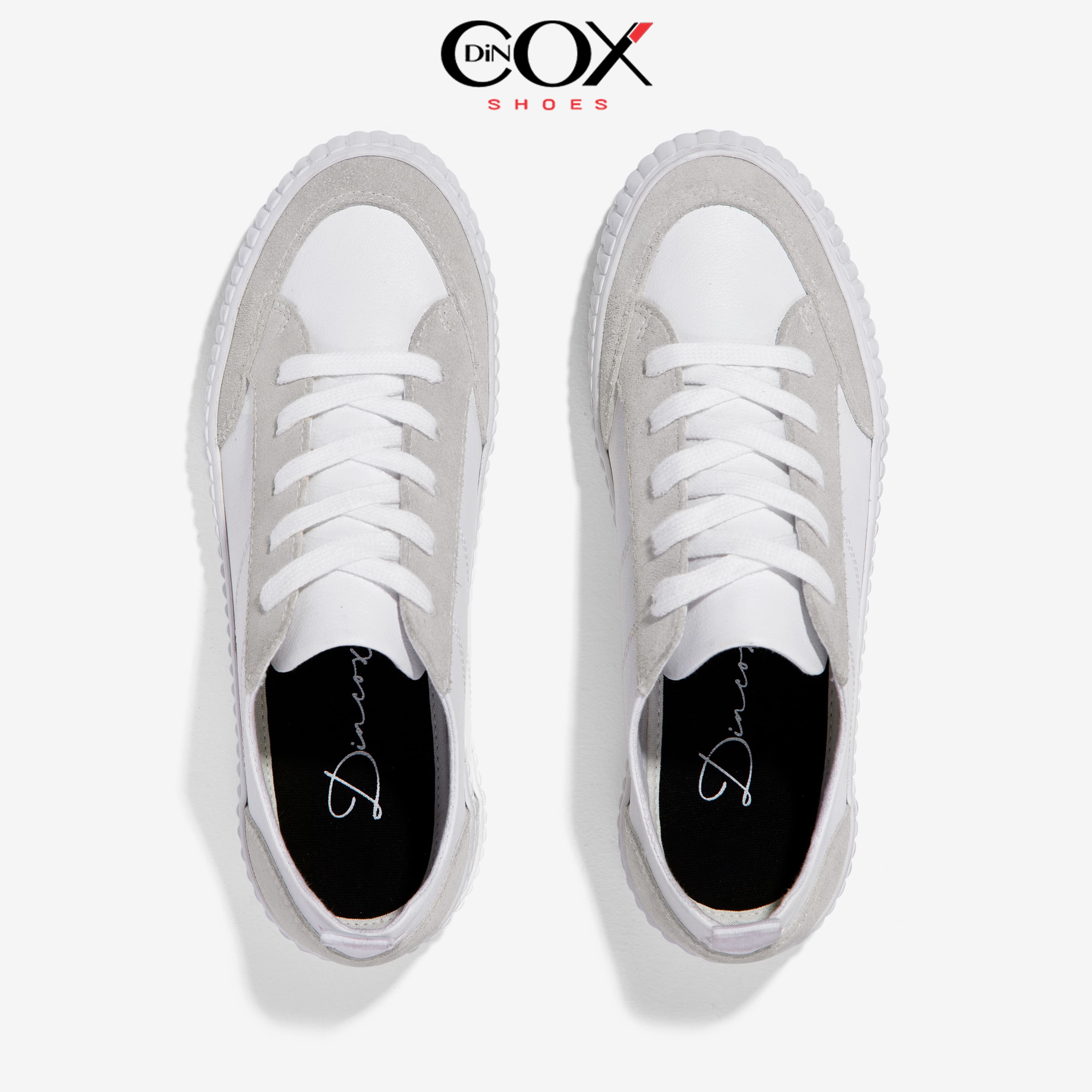 Giày Da Sneaker Nam Nữ E05 Off/White Dincox
