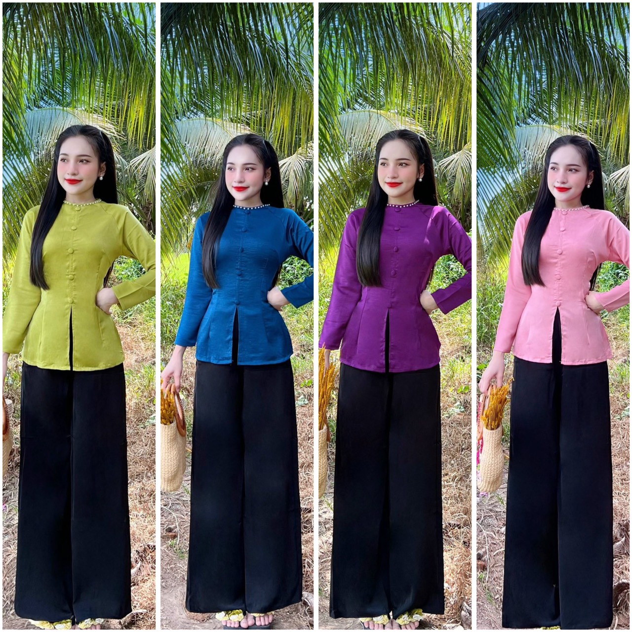 Đồ Lam Đi Chùa #Mẫu quý cô lụa phi yến# Quần Áo Nữ