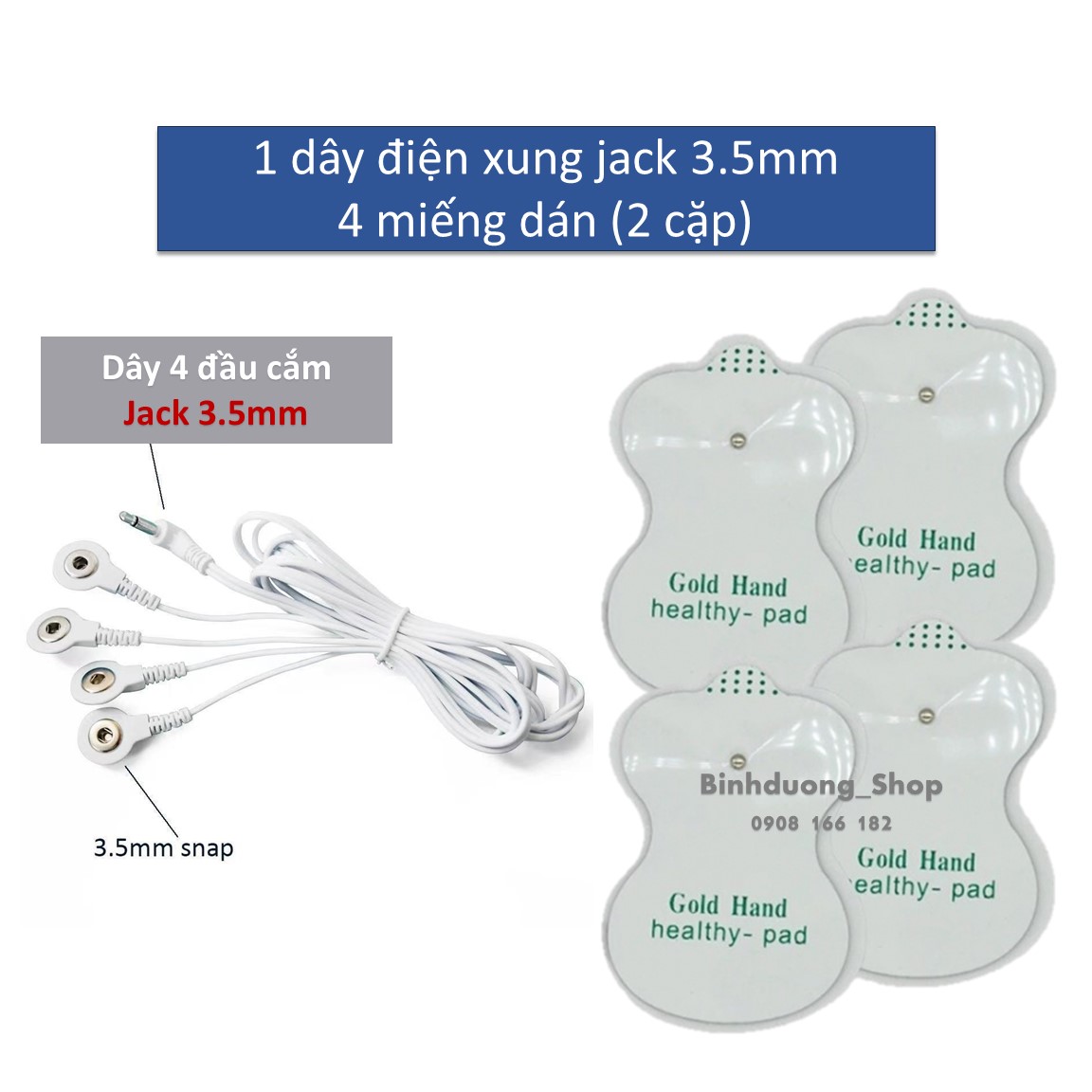 Dây massage diện xung, dây massage xung điện (4 đầu cắm) - Phụ kiện dùng cho máy massage cầm tay, máy massage điện xung